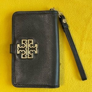 Tory Burch black wristlet + phone wallet